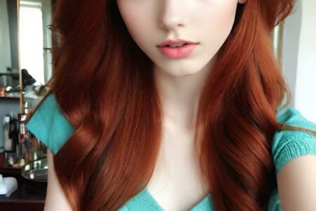 AI girl with red hair wallpaper