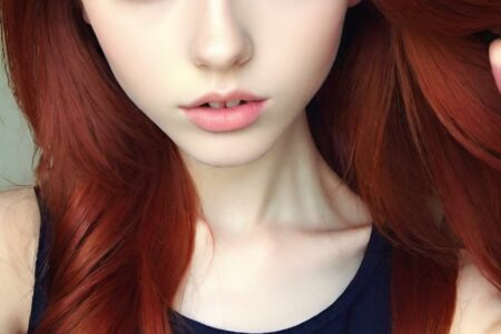 AI girl with red hair wallpaper