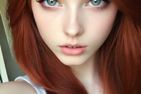 AI girl with red hair wallpaper