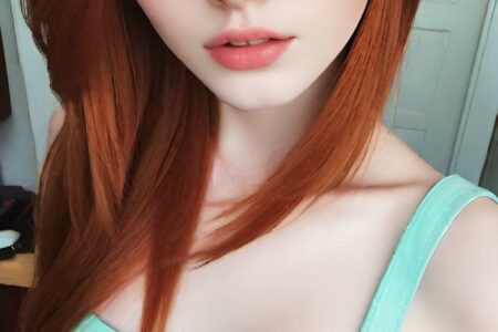 AI girl with red hair wallpaper