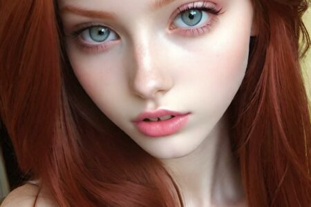 AI girl with red hair wallpaper