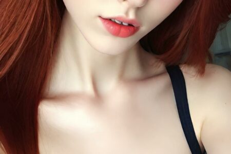 AI girl with red hair wallpaper
