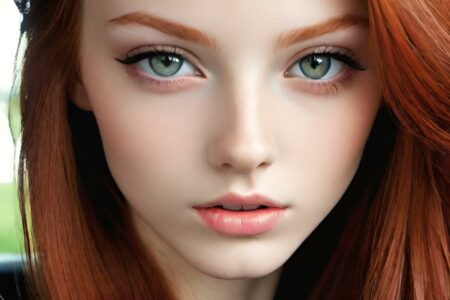AI girl with red hair wallpaper