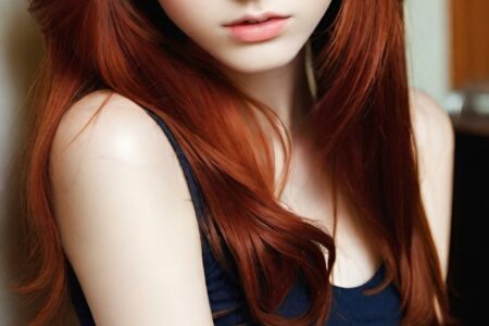 AI girl with red hair wallpaper