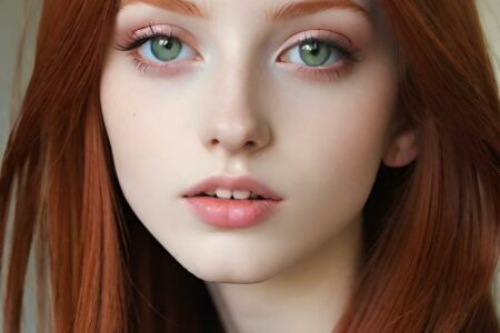 AI girl with red hair wallpaper