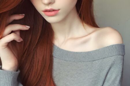 AI girl with red hair wallpaper