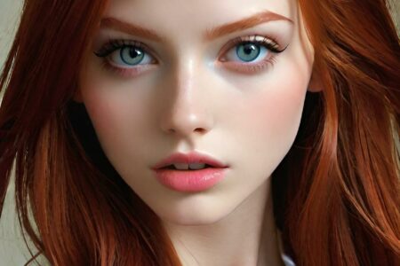 AI girl with red hair wallpaper
