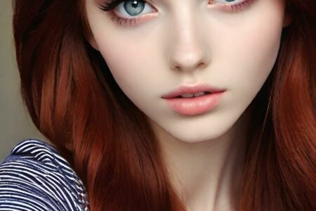 AI girl with red hair wallpaper