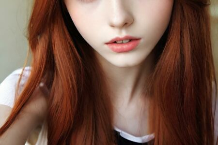 AI girl with red hair wallpaper