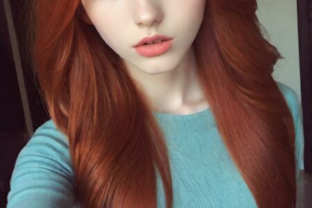 AI girl with red hair wallpaper