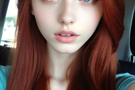 AI girl with red hair wallpaper