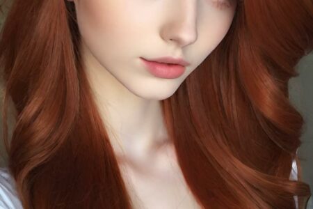 AI girl with red hair wallpaper