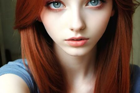 AI girl with red hair wallpaper