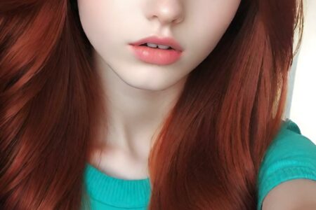 AI girl with red hair wallpaper