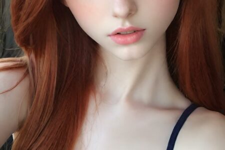 AI girl with red hair wallpaper