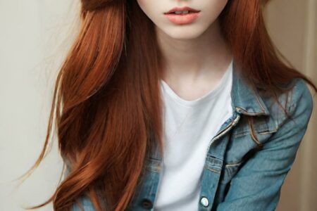 AI girl with red hair wallpaper
