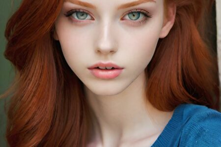 AI girl with red hair wallpaper