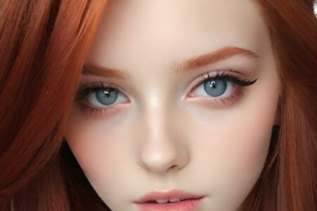 AI girl with red hair wallpaper
