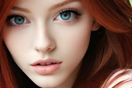 AI girl with red hair wallpaper