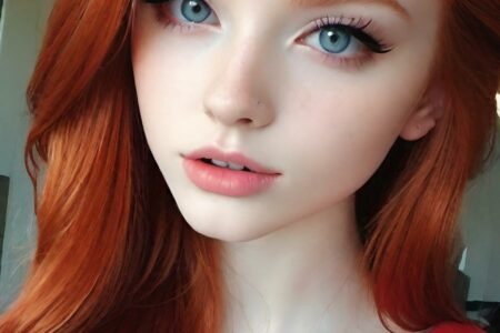 AI girl with red hair wallpaper