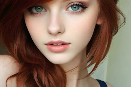 AI girl with red hair wallpaper