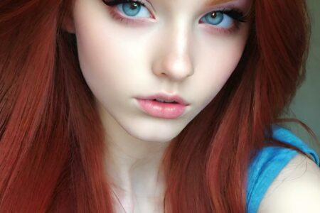 AI girl with red hair wallpaper