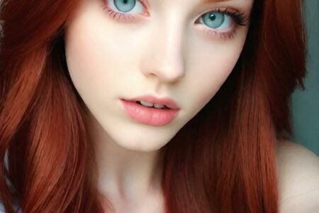 AI girl with red hair wallpaper