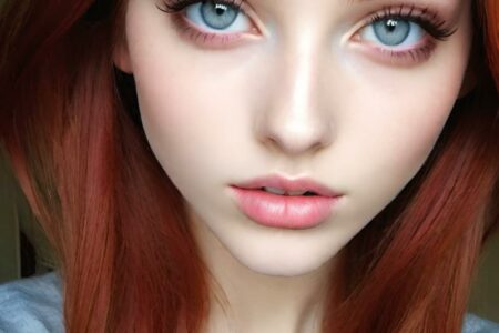 AI girl with red hair wallpaper
