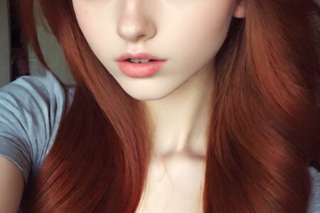 AI girl with red hair wallpaper