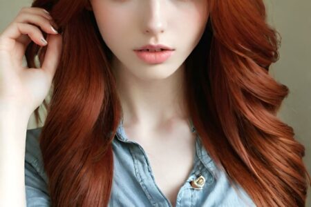 AI girl with red hair wallpaper