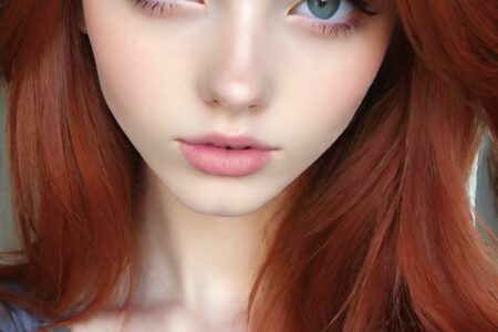 AI girl with red hair wallpaper