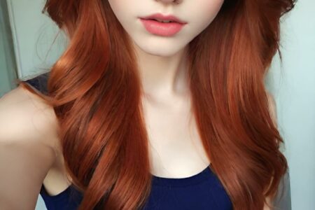 AI girl with red hair wallpaper