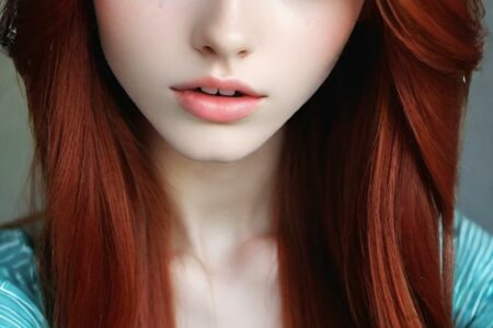 AI girl with red hair wallpaper