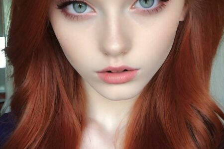 AI girl with red hair wallpaper