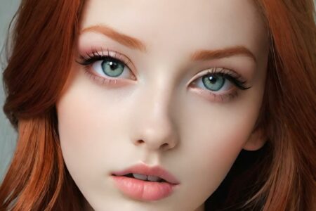 AI girl with red hair wallpaper