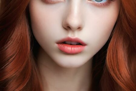 AI girl with red hair wallpaper