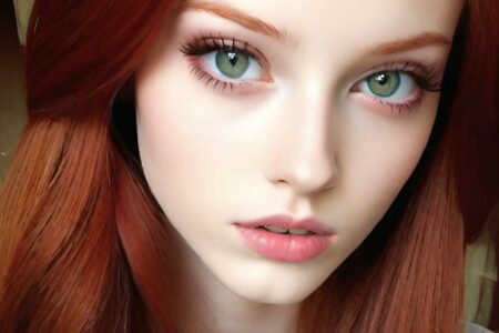 AI girl with red hair wallpaper