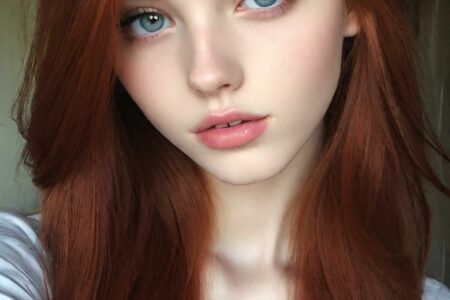 AI girl with red hair wallpaper