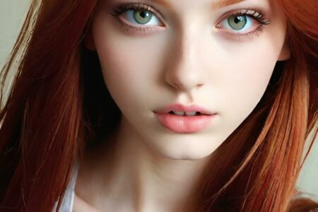 AI girl with red hair wallpaper