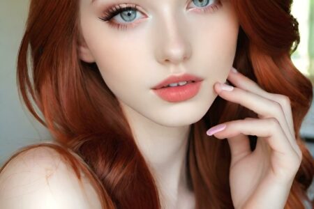 AI girl with red hair wallpaper