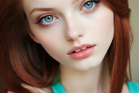 AI girl with red hair wallpaper
