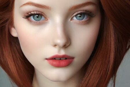 AI girl with red hair wallpaper