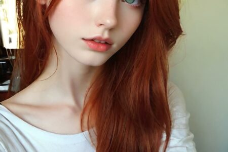 AI girl with red hair wallpaper