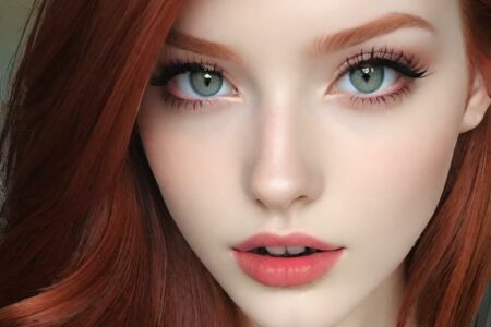 AI girl with red hair wallpaper