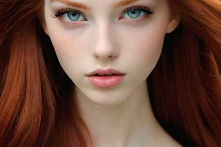 AI girl with red hair wallpaper