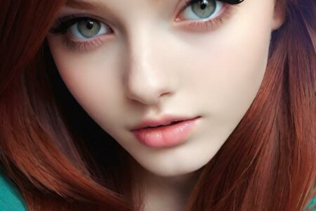 AI girl with red hair wallpaper