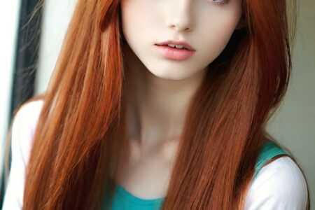 AI girl with red hair wallpaper