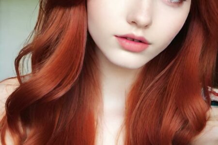 AI girl with red hair wallpaper