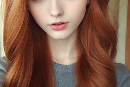 AI girl with red hair wallpaper