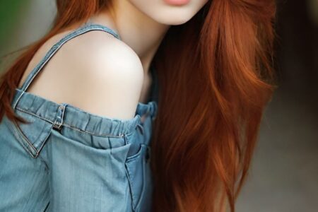 AI girl with red hair wallpaper
